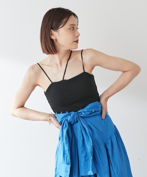 Omekashi（オメカシ）の「【earthy_】オーガニックコットンカップ付き3ストラップキャミソール（キャミソール・レディース・オフホワイト/モカ/ブラック/ブラウン・S/M）」の5枚目の写真