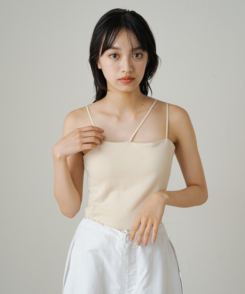 Omekashi（オメカシ）の「【earthy_】オーガニックコットンカップ付き3ストラップキャミソール（キャミソール・レディース・オフホワイト/モカ/ブラック/ブラウン・S/M）」の18枚目の写真