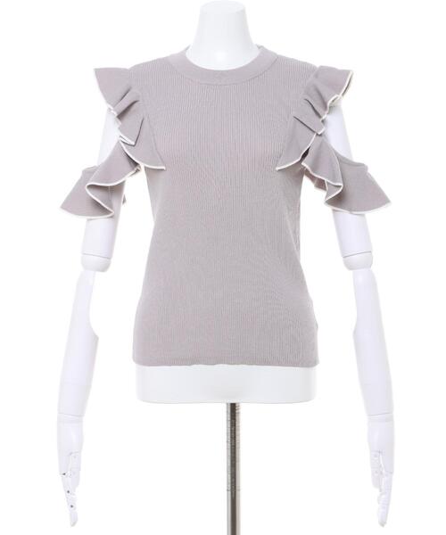 INGNI(イング)の「肩開き配色フリルニット(ニット/セーター・レディース・ホワイト×ブラック/ブラック×ホワイト/グレー系その他/ピンク系2・M)」の16枚目の写真