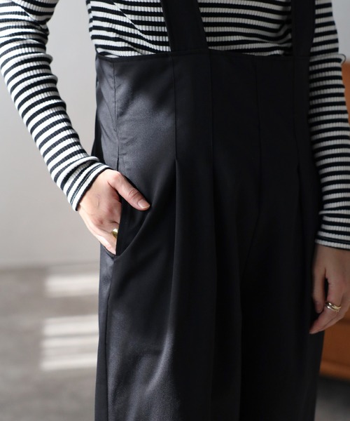 Bonjour Sagan（ボンジュールサガン）の「ハイウエストサロペットパンツ（サロペット/オーバーオール・レディース・ブラック/ベージュ・FREE）」の12枚目の写真