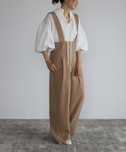 Bonjour Sagan（ボンジュールサガン）の「ハイウエストサロペットパンツ（サロペット/オーバーオール・レディース・ブラック/ベージュ・FREE）」の15枚目の写真