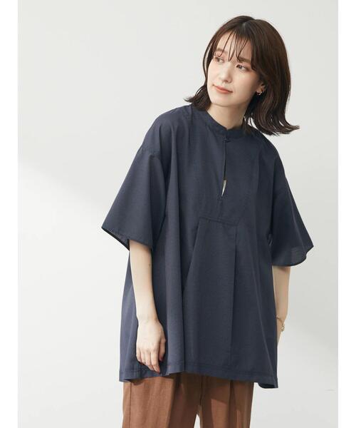 Green Parks(グリーンパークス)の「ビブヨーク切替ブラウス*(シャツ/ブラウス・レディース・ブラック/ストライプ/ホワイト系その他2/テラコッタ・FREE)」の5枚目の写真