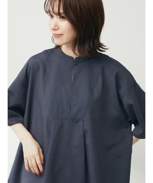 Green Parks(グリーンパークス)の「ビブヨーク切替ブラウス*(シャツ/ブラウス・レディース・ブラック/ストライプ/ホワイト系その他2/テラコッタ・FREE)」の7枚目の写真