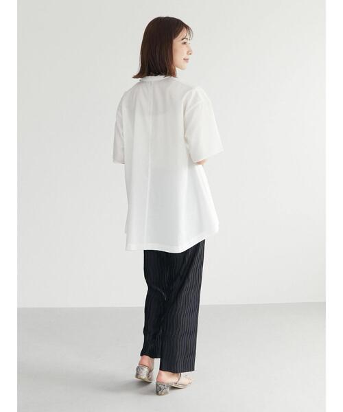 Green Parks(グリーンパークス)の「ビブヨーク切替ブラウス*(シャツ/ブラウス・レディース・ブラック/ストライプ/ホワイト系その他2/テラコッタ・FREE)」の19枚目の写真