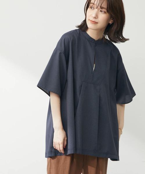 Green Parks(グリーンパークス)の「ビブヨーク切替ブラウス*(シャツ/ブラウス・レディース・ブラック/ストライプ/ホワイト系その他2/テラコッタ・FREE)」の4枚目の写真