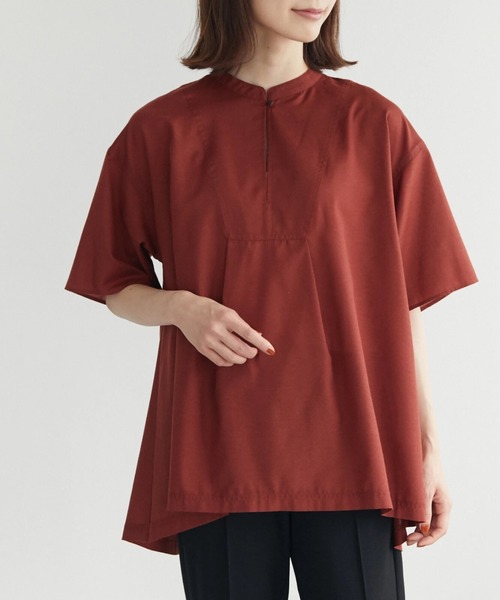 Green Parks(グリーンパークス)の「ビブヨーク切替ブラウス*(シャツ/ブラウス・レディース・ブラック/ストライプ/ホワイト系その他2/テラコッタ・FREE)」の3枚目の写真