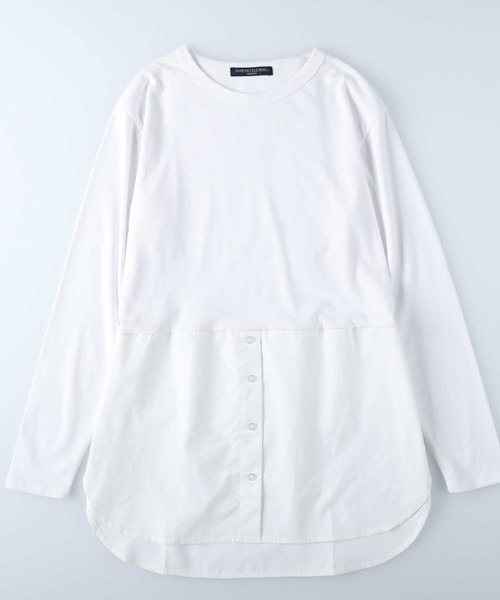 HONEYSUCKLE ROSE(ハニーサックルローズ)の「【HONEYSUCKLE ROSE】裾シャツ切替ロンT(Tシャツ/カットソー・レディース・ホワイト/グレー×ホワイト・S/M/L)」の2枚目の写真