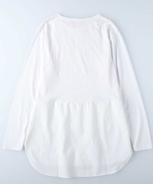 HONEYSUCKLE ROSE(ハニーサックルローズ)の「【HONEYSUCKLE ROSE】裾シャツ切替ロンT(Tシャツ/カットソー・レディース・ホワイト/グレー×ホワイト・S/M/L)」の4枚目の写真