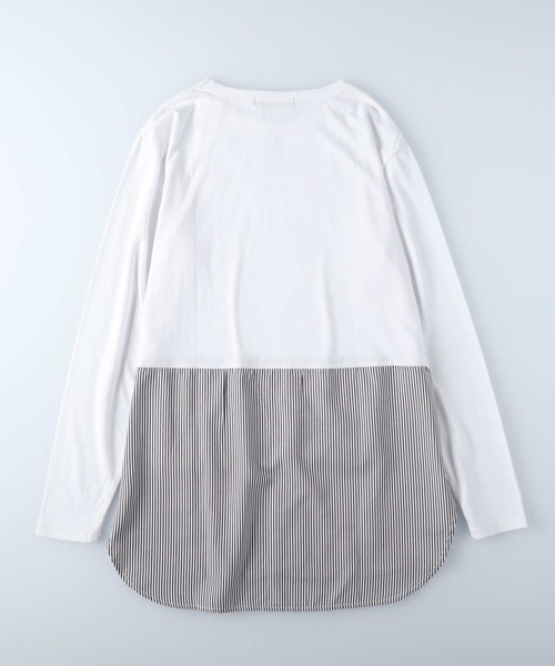 HONEYSUCKLE ROSE(ハニーサックルローズ)の「【HONEYSUCKLE ROSE】裾シャツ切替ロンT(Tシャツ/カットソー・レディース・ホワイト/グレー×ホワイト・S/M/L)」の5枚目の写真
