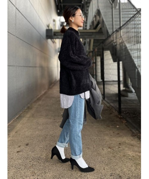 HONEYSUCKLE ROSE(ハニーサックルローズ)の「【HONEYSUCKLE ROSE】裾シャツ切替ロンT(Tシャツ/カットソー・レディース・ホワイト/グレー×ホワイト・S/M/L)」の9枚目の写真