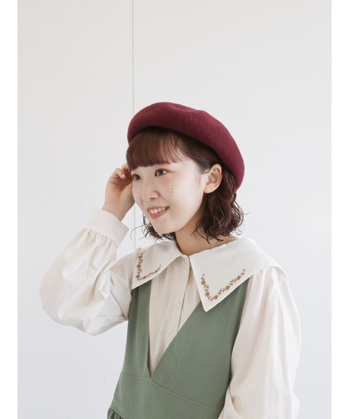 ehka sopo（エヘカソポ）の「ウールベレー帽（ハンチング/ベレー帽・レディース・ブラック/グリーン/ボルドー・ﾌﾘ-）」の3枚目の写真