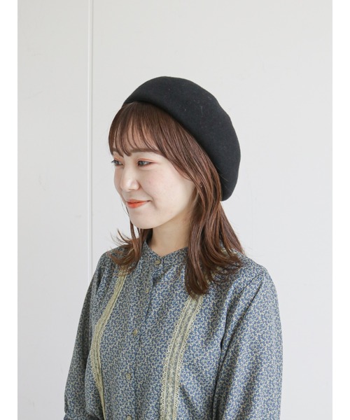 ehka sopo（エヘカソポ）の「ウールベレー帽（ハンチング/ベレー帽・レディース・ブラック/グリーン/ボルドー・ﾌﾘ-）」の4枚目の写真