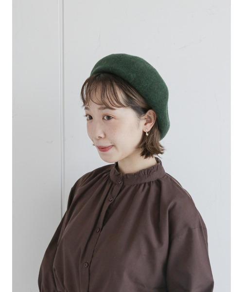 ehka sopo（エヘカソポ）の「ウールベレー帽（ハンチング/ベレー帽・レディース・ブラック/グリーン/ボルドー・ﾌﾘ-）」の7枚目の写真