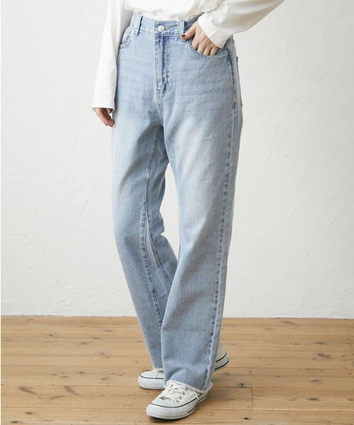 Green　Parks（グリーンパークス）の「・SUGAR SPOON カラーデニムフレアパンツ（デニムパンツ・レディース・ブラック/ピンク/グリーン/ライトインディゴブルー・FREE）」の4枚目の写真