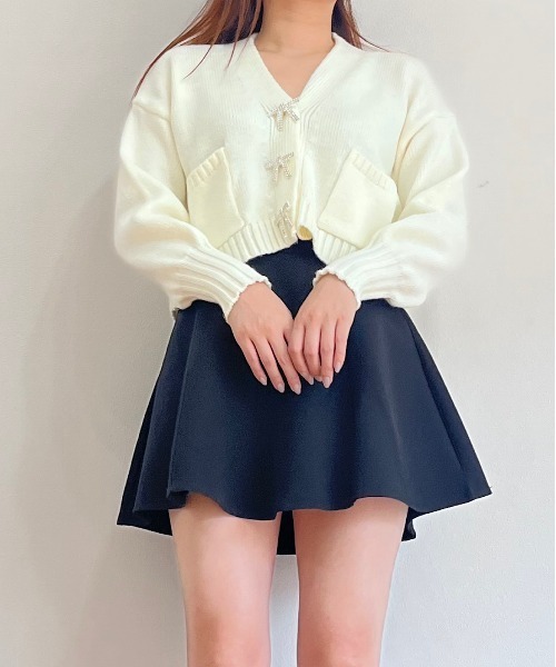 titty＆Co. PETIT（ティティアンドコープティ）の「【titty&Co.PETIT 】リボンボタンVネックカーディガン（カーディガン/ボレロ・レディース・ホワイト/ブルー/ベージュ・FREE）」の11枚目の写真