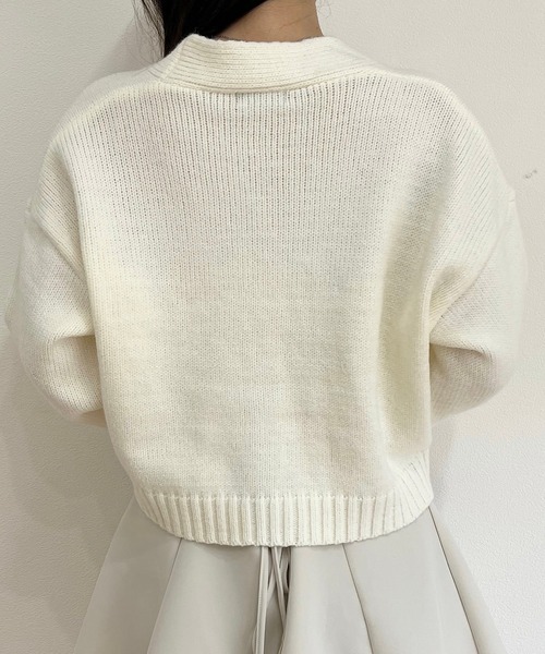 titty＆Co. PETIT（ティティアンドコープティ）の「【titty&Co.PETIT 】リボンボタンVネックカーディガン（カーディガン/ボレロ・レディース・ホワイト/ブルー/ベージュ・FREE）」の16枚目の写真