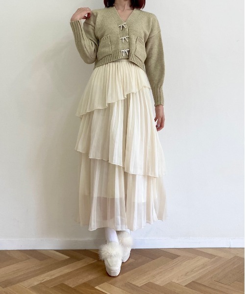 titty＆Co. PETIT（ティティアンドコープティ）の「【titty&Co.PETIT 】リボンボタンVネックカーディガン（カーディガン/ボレロ・レディース・ホワイト/ブルー/ベージュ・FREE）」の19枚目の写真