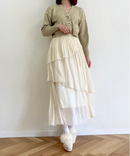 titty＆Co. PETIT（ティティアンドコープティ）の「【titty&Co.PETIT 】リボンボタンVネックカーディガン（カーディガン/ボレロ・レディース・ホワイト/ブルー/ベージュ・FREE）」の21枚目の写真