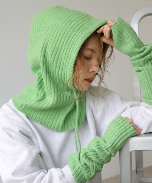 frames RAY CASSIN（フレームスレイカズン）の「WEB限定 リブアームウォーマー バラクラバ/ネックウォーマー別売り（アームカバー・レディース・ブラック系/オートミール/イエロー×グリーン/ターコイズブルー/キャメル/スミクロ・FREE）」の6枚目の写真