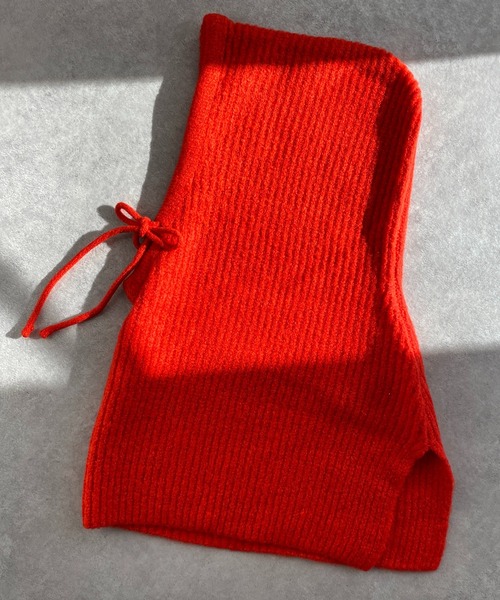 She's Closet（シーズクローゼット）の「バラクラバリブニットフードウォーマー（ネックウォーマー/スヌード・レディース・ブラック/ブラウン/アイボリー/モカ/オレンジ・FREE）」の5枚目の写真