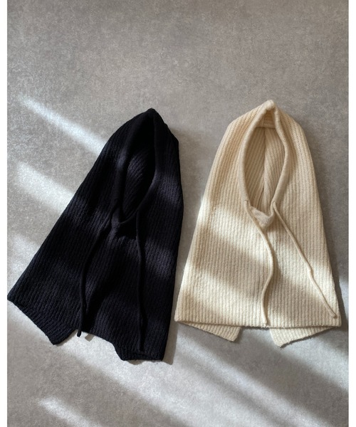 She's Closet（シーズクローゼット）の「バラクラバリブニットフードウォーマー（ネックウォーマー/スヌード・レディース・ブラック/ブラウン/アイボリー/モカ/オレンジ・FREE）」の13枚目の写真