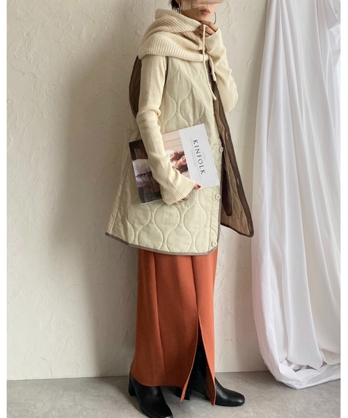 She's Closet（シーズクローゼット）の「バラクラバリブニットフードウォーマー（ネックウォーマー/スヌード・レディース・ブラック/ブラウン/アイボリー/モカ/オレンジ・FREE）」の15枚目の写真