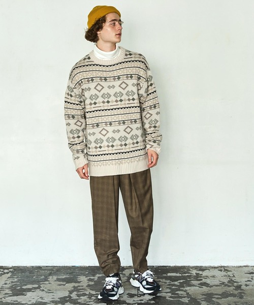 EMMA CLOTHES(エマクローズ)の「ネイティブ柄 ルーズクルーネックプルオーバーニット EMMA CLOTHES(ニット/セーター・メンズ・ダークグリーン系/ブラウン系/アイボリー系/ベージュ系・L/M)」の14枚目の写真