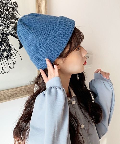 EPICKS（エピックス）の「ロゴ刺繍リブニットキャップ（ニットキャップ/ビーニー・レディース・ブラック/パープル/ピンク/イエロー/オレンジ/ブルー/アイボリー/グリーン・F）」の5枚目の写真