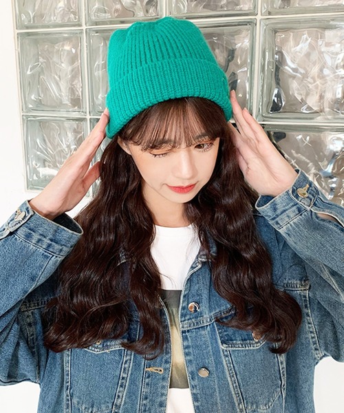 EPICKS（エピックス）の「ロゴ刺繍リブニットキャップ（ニットキャップ/ビーニー・レディース・ブラック/パープル/ピンク/イエロー/オレンジ/ブルー/アイボリー/グリーン・F）」の9枚目の写真