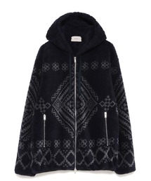 Seagreen(シーグリーン) NATIVE PATTERN BLEACH FLEECE ZIP HOODIE
