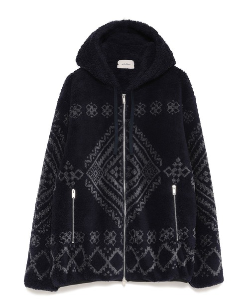SEAGREEN(シーグリーン)の「Seagreen(シーグリーン) NATIVE PATTERN BLEACH FLEECE ZIP HOODIE(パーカー・メンズ・ネイビー・2/4/3)」の1枚目の写真