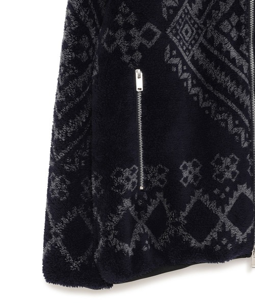 SEAGREEN(シーグリーン)の「Seagreen(シーグリーン) NATIVE PATTERN BLEACH FLEECE ZIP HOODIE(パーカー・メンズ・ネイビー・2/4/3)」の3枚目の写真