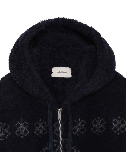 SEAGREEN(シーグリーン)の「Seagreen(シーグリーン) NATIVE PATTERN BLEACH FLEECE ZIP HOODIE(パーカー・メンズ・ネイビー・2/4/3)」の4枚目の写真