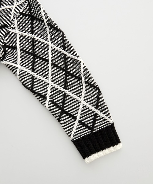 Chaco closet（チャコ クローゼット）の「2WAYジャガードショートニットプルオーバーカーディガン（カーディガン/ボレロ・レディース・ベージュ/ブラウン/グリーン/アイボリー/ブラック/ライトブラウン/グレー・FREE）」の20枚目の写真