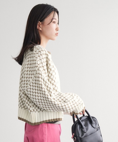 Chaco closet（チャコ クローゼット）の「2WAYジャガードショートニットプルオーバーカーディガン（カーディガン/ボレロ・レディース・ベージュ/ブラウン/グリーン/アイボリー/ブラック/ライトブラウン/グレー・FREE）」の8枚目の写真