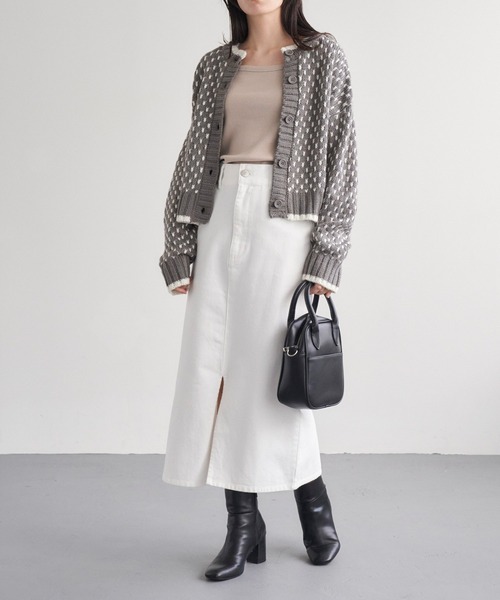 Chaco closet（チャコ クローゼット）の「2WAYジャガードショートニットプルオーバーカーディガン（カーディガン/ボレロ・レディース・ベージュ/ブラウン/グリーン/アイボリー/ブラック/ライトブラウン/グレー・FREE）」の11枚目の写真