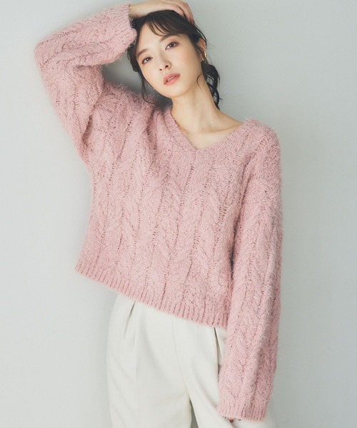 THE TOE ピンク ケーブルニット 長袖 Marais Handmade Knit – THE TOÉ