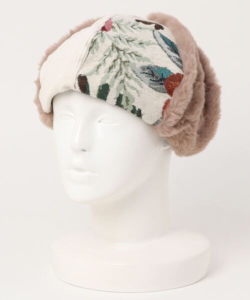 チャイハネ（チャイハネ）の「【チャイハネ】フラリパッチワークベレー（ハンチング/ベレー帽・レディース・ブラック/ホワイト/ブラウン・FREE）」の4枚目の写真