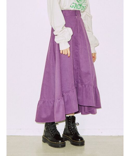 jouetie（ジュエティ）の「ヘムフリルミディスカート（スカート・レディース・ブラック/パープル/グレー/レッド・MEDIUM）」の3枚目の写真