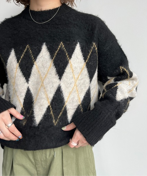 CPCM（シーピーシーエム）の「アーガイル起毛ニットプルオーバー（ニット/セーター・メンズ・マスタード/ブラック/アイボリー/グリーン・LARGE/MEDIUM）」の20枚目の写真