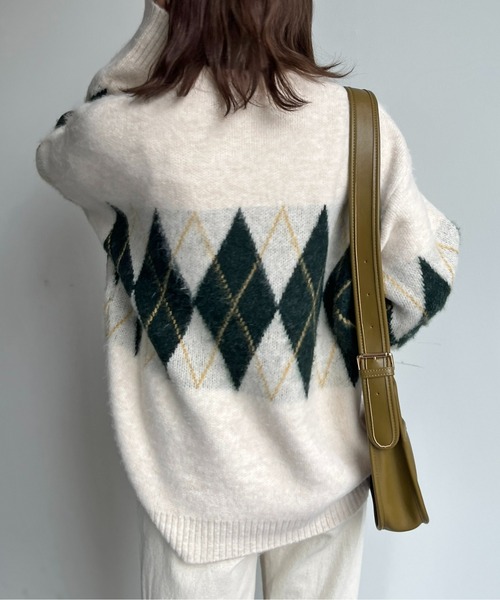 CPCM（シーピーシーエム）の「アーガイル起毛ニットプルオーバー（ニット/セーター・メンズ・マスタード/ブラック/アイボリー/グリーン・LARGE/MEDIUM）」の8枚目の写真