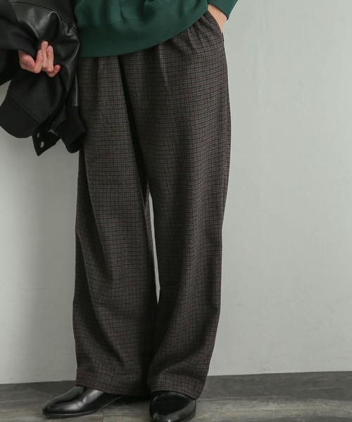 SENSE OF PLACE by URBAN RESEARCH（センスオブプレイスバイアーバンリサーチ）の「チェックウールブレンドワイドパンツ（スラックス・メンズ・ブラック/ベージュ・MEDIUM/LARGE）」の9枚目の写真