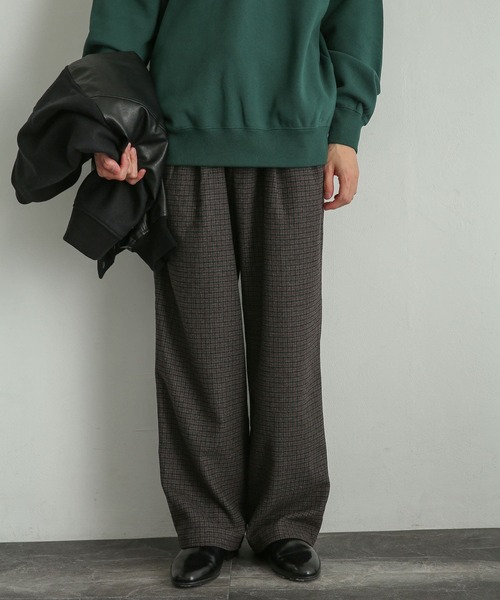 SENSE OF PLACE by URBAN RESEARCH（センスオブプレイスバイアーバンリサーチ）の「チェックウールブレンドワイドパンツ（スラックス・メンズ・ブラック/ベージュ・MEDIUM/LARGE）」の11枚目の写真