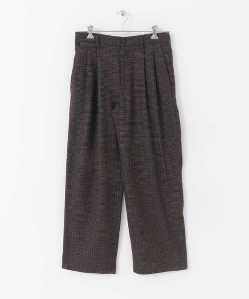 SENSE OF PLACE by URBAN RESEARCH（センスオブプレイスバイアーバンリサーチ）の「チェックウールブレンドワイドパンツ（スラックス・メンズ・ブラック/ベージュ・MEDIUM/LARGE）」の4枚目の写真