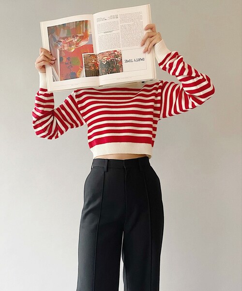 Charles Chaton（シャルルシャトン）の「マリンニットプルオーバー（ニット/セーター・レディース・ホワイト/レッド・FREE）」の7枚目の写真
