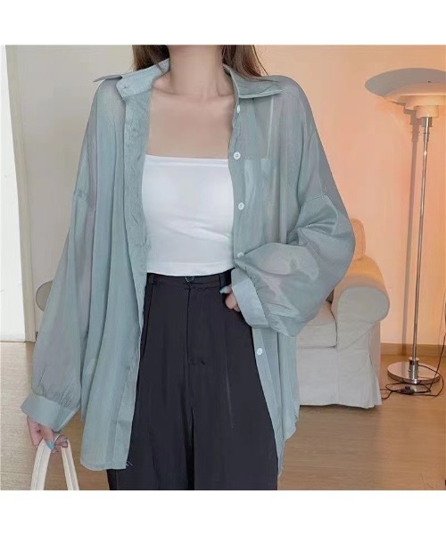 Burner(バーナー)の「【OKUOKU 0909】カラー シアー シャツ oku-tops-677630247305-15(シャツ/ブラウス・レディース・C/D/E/F/A/H/J/K/G/I・FREE)」の3枚目の写真