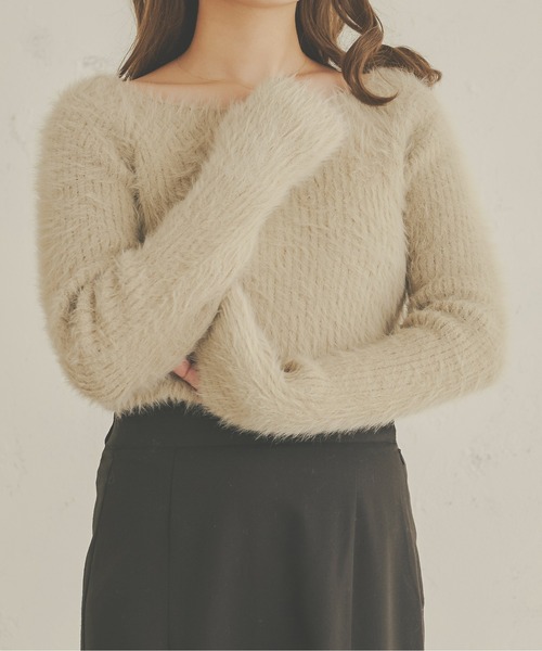 Ambre Neige（アンブルネージュ）の「2WAYシャギー指穴ニット／【WEB