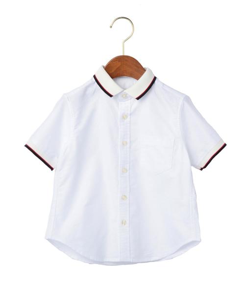 green label relaxing（グリーンレーベルリラクシング）の「オックス リブライン ショートスリーブシャツ◆（シャツ/ブラウス・キッズ・ホワイト/ライトブルー・135/S/105/L/125/M/115/95）」の2枚目の写真