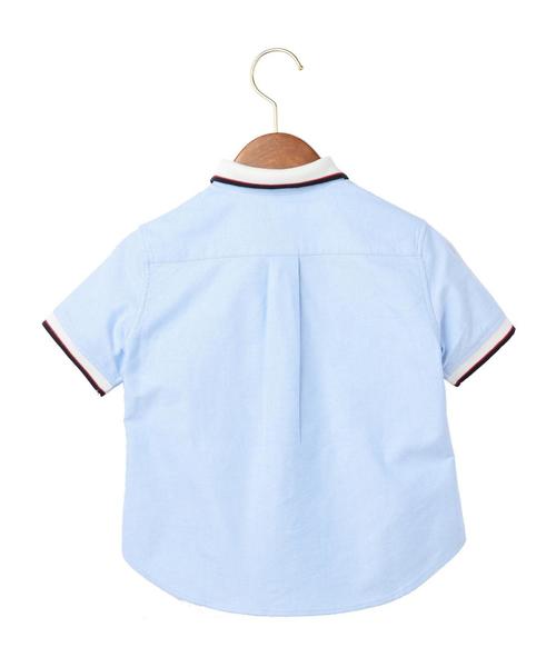 green label relaxing（グリーンレーベルリラクシング）の「オックス リブライン ショートスリーブシャツ◆（シャツ/ブラウス・キッズ・ホワイト/ライトブルー・135/S/105/L/125/M/115/95）」の3枚目の写真