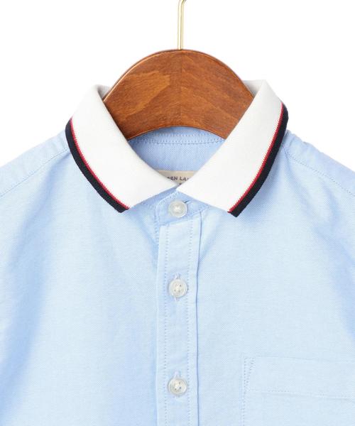 green label relaxing（グリーンレーベルリラクシング）の「オックス リブライン ショートスリーブシャツ◆（シャツ/ブラウス・キッズ・ホワイト/ライトブルー・135/S/105/L/125/M/115/95）」の4枚目の写真